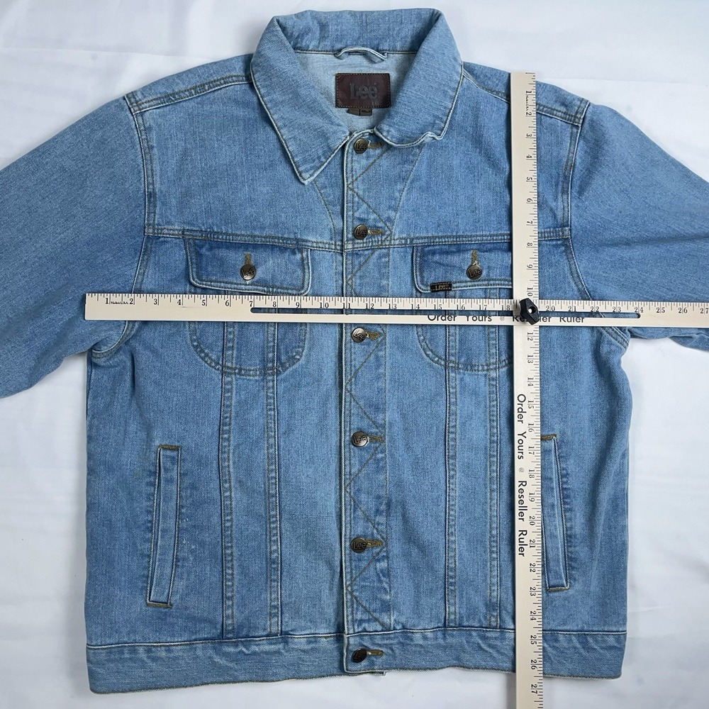 Vintage 90s Lee Trucker Denim Blue Jean Jacket Men's Large - Picture 10 of 12